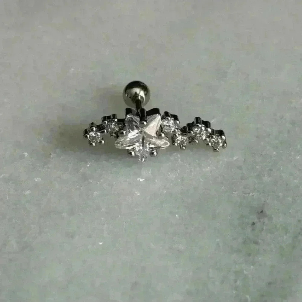 COPY - Silver Crystal Arch Cartilage Earring Brand New - Picture 2 of 3